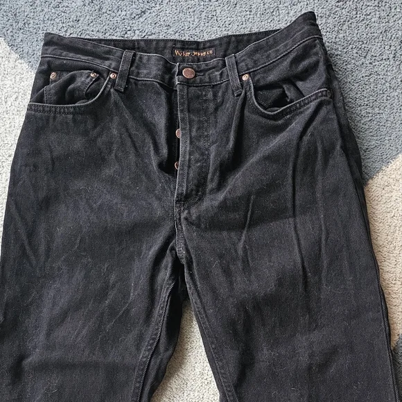 Nudie Jeans 32/30 Breezy Britt Aged Black High Waisted Jeans